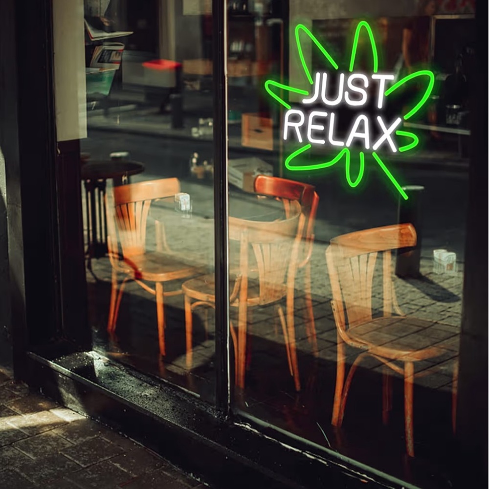 Just Relax LED Neon Wall Sign Green Leaf Room Decor Light ⚡️LIMITED SALE⚡️ - Picture 3 of 6
